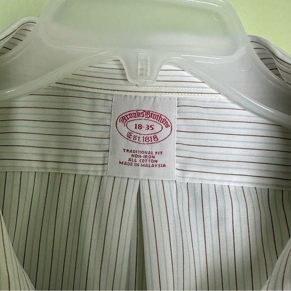 Brooks Brothers 1818 Traditional Fit 18-35 Maroon & Blue Stripe Mens Button Down - Picture 6 of 9